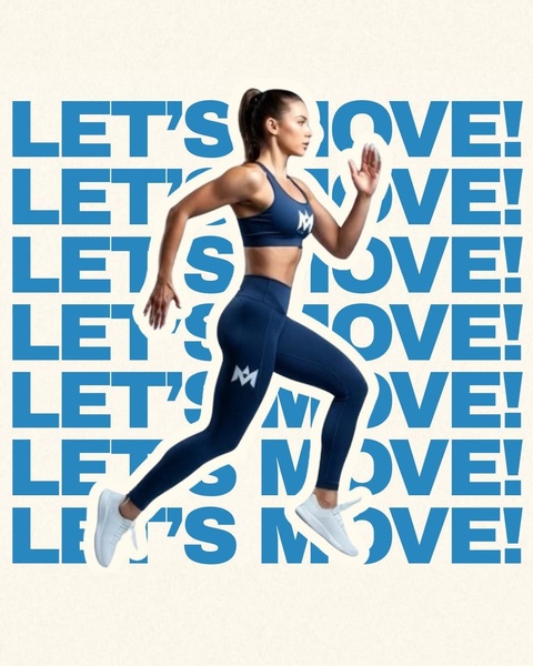 activewear set, sports bra leggings set, workout outfit, gym clothing set, athletic wear, running outfit, fitness apparel, brand awareness, new arrival, modern typography, lifestyle, energetic, bold, blue, neutral